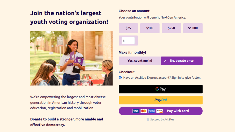 Image example of Donation or Fundraising processing