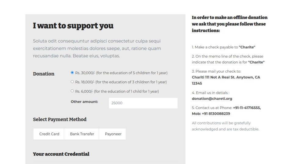 Image example of Donation or Fundraising processing