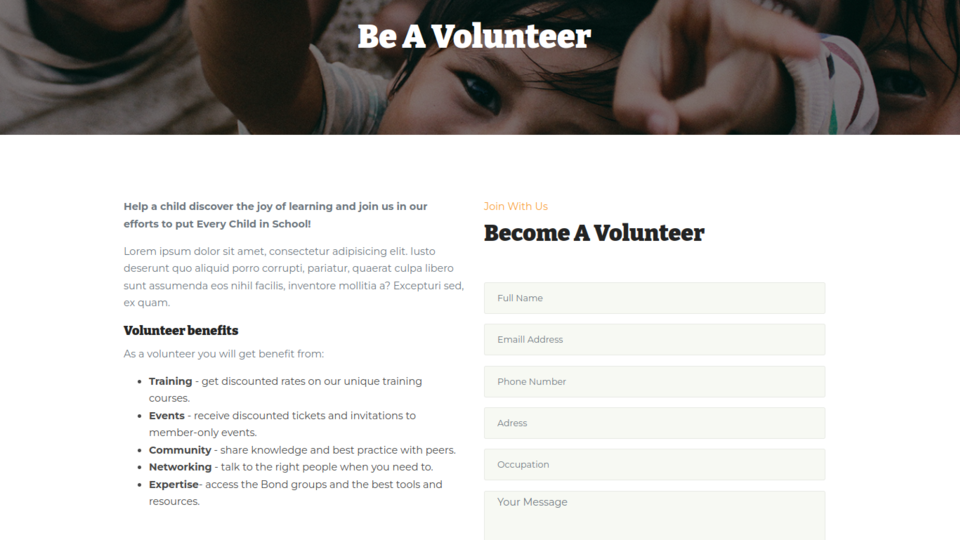 Image example of Volunteer Application form